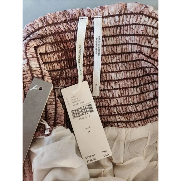 NWT By Anthropologie Short-Sleeve Tiered Midi Dress Size S Neutral 9B411 - Picture 9 of 12